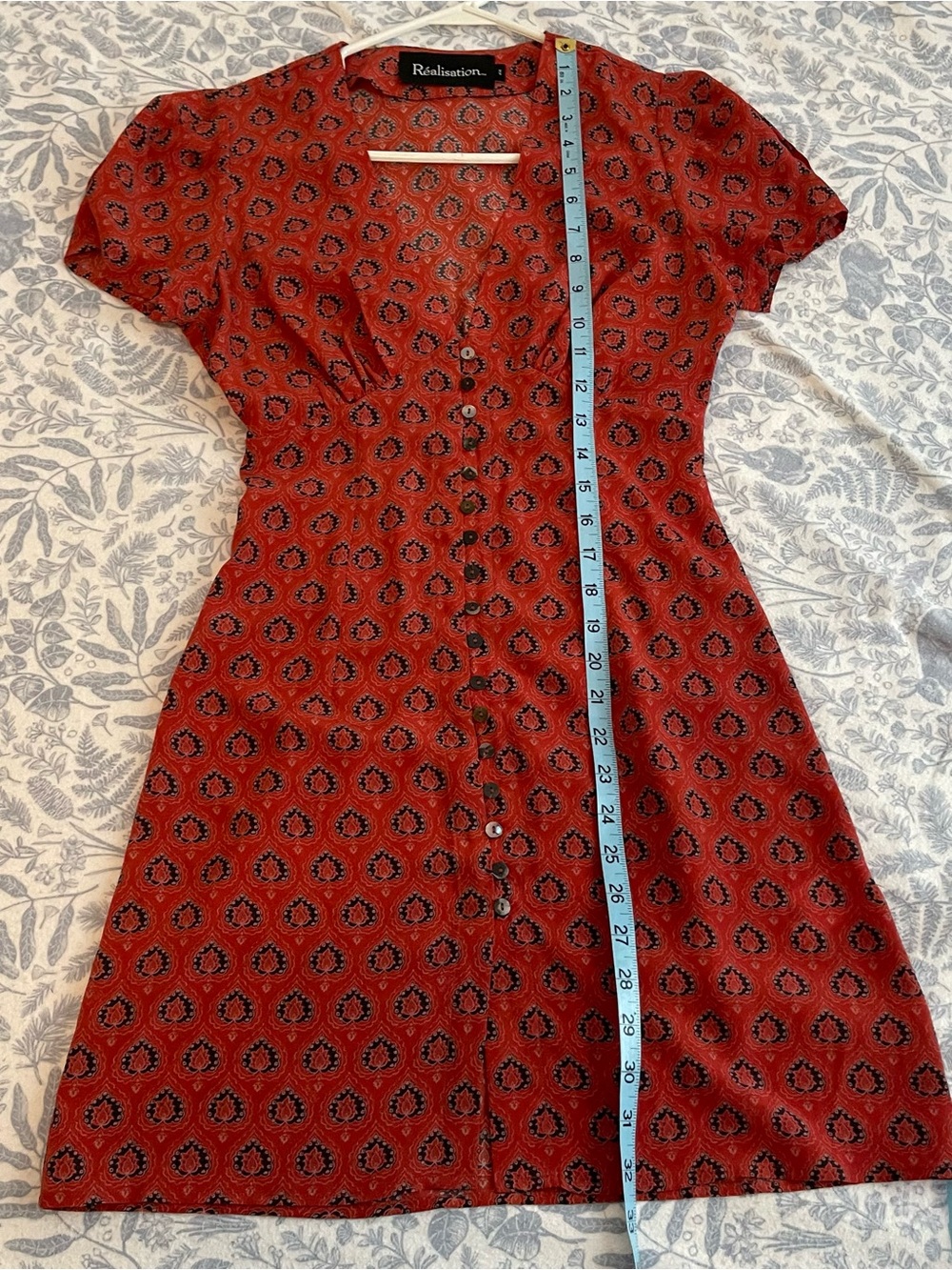 Réalisation Par The Cecile Red Floral Silk Mini Dress Size XS - Picture 8 of 15